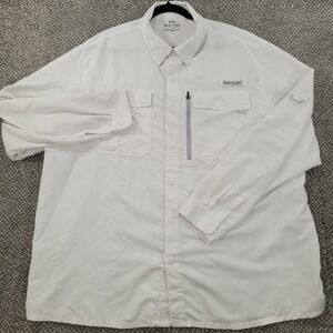 Realtree Fishing Mens 2XL White Long Sleeve Button Down Performance Shirt TS1546